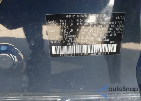 2024 Subaru Outback Premium from USA, damaged, VIN 4S4BTADC2R3145851